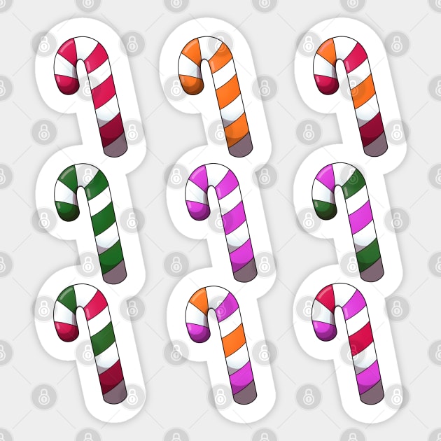 Colorful Candy Canes Sticker by TheMaskedTooner